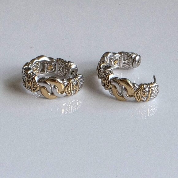 John Medeiros Hoop Earrings Small Rhodium Gold Huggie Silver Knot Classic Prepp - Picture 2 of 7